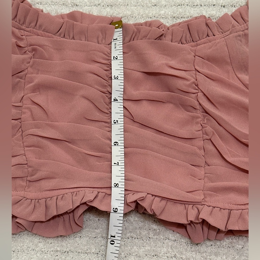 Papermoon Ruched Off-Shoulder Pink Crop Top - Picture 8 of 9